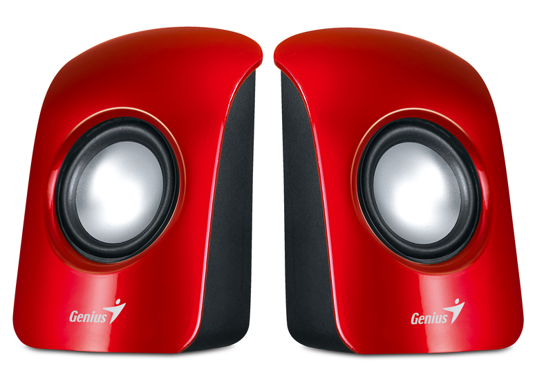 Genius SP-U115 Stereo USB Powered 2.0 Speakers with 1.5W Output and 3.5mm Audio Plug, Red